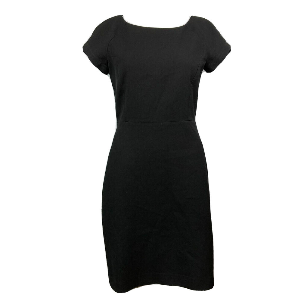 J Crew Dress‎ Womens Sz 2 Classic Black Sheath Short Sleeve Knee Length Scuba